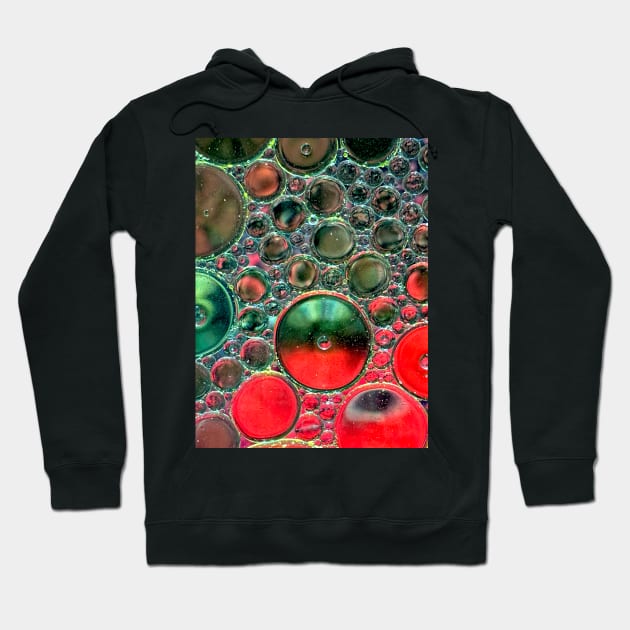 Bubbles Red and Green Hoodie by LITDigitalArt